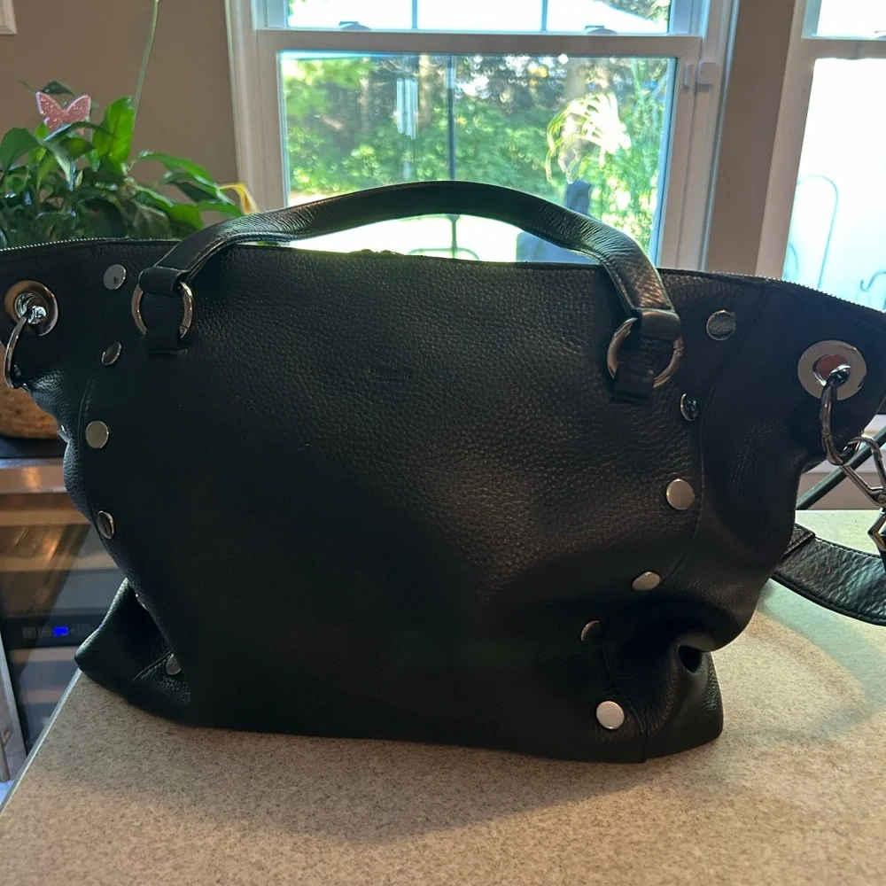 Hammitt Daniel’s large Black Leather Shoulder Bag with Silver Accents - Picture 2 of 9